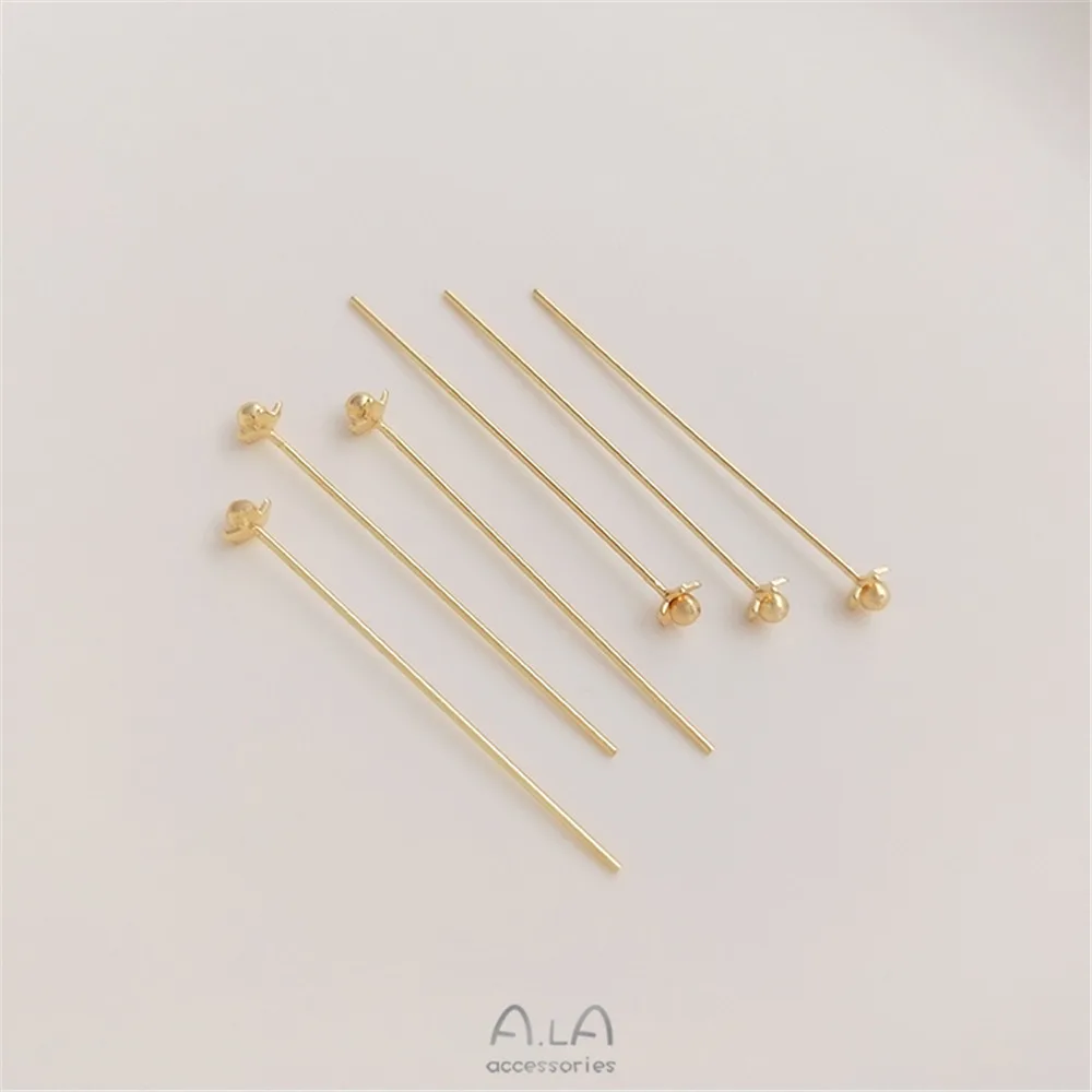 Small flower round head needle 14K golden flower shaped bead needle 0.6x30mmm t needle manual beading DIY jewelry accessories