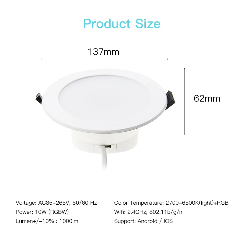 Kkever Wifi cerdas Downlight Led 10W kontrol suara peredupan SAA aplikasi Tuya tersertifikasi untuk Australia bekerja dengan Alexa Google