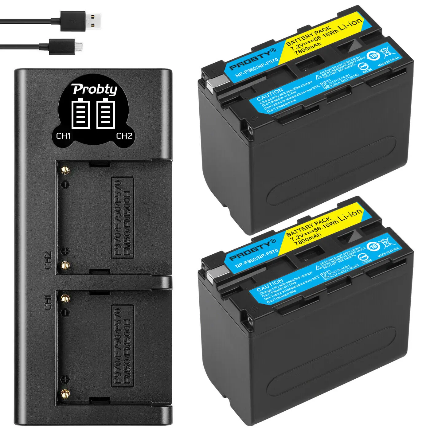 

2PCS 5200mAh NP-F770 NP-F750 NP F770 np f750 NPF770 750 Batteries + LED USB Charger for Sony NP-F550 NP-F770 NP-F750 F960 F970