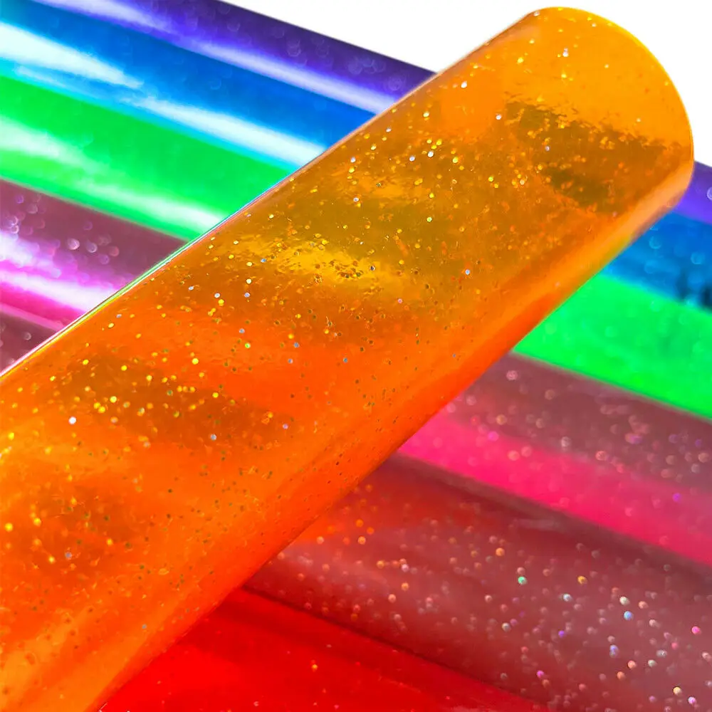 20x30cm Glitter Powder Leather Transparent PVC Jelly Vinyl Fabric for Party Decoration DIY Hair Bow Handmade Crafts Materials