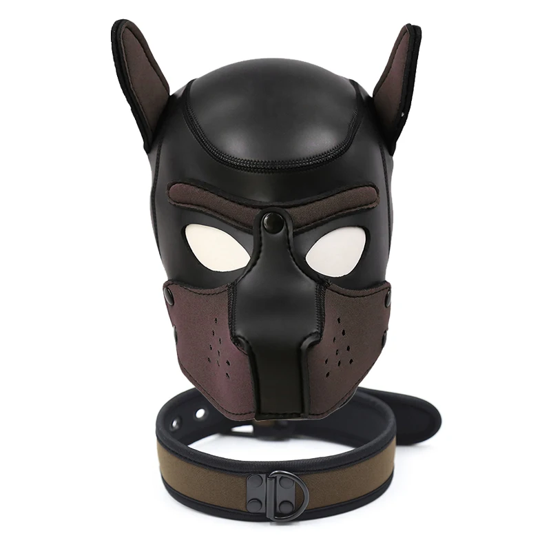 Hot Fashion Dog Mask Puppy Cosplay Full Head for Padded Latex Rubber Role Play with Ears 10 Color