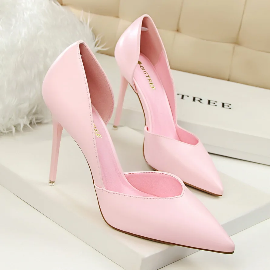 Thin High Shoes Hollow Pink heels Summer Women Elegant Pumps Pointed Sexy High-heeled Shoes Sweet Stiletto Shoes G3168-3