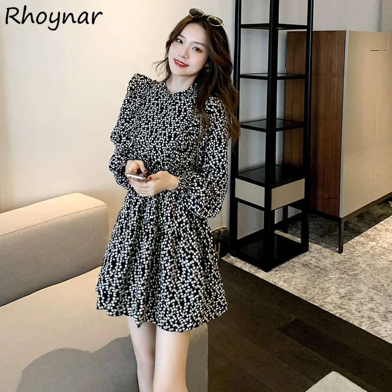 

Long Sleeve Dress Women Leisure All-match A-line Vintage Cozy Female Mini Vestido Elegant Holiday College Korean Style Fashion