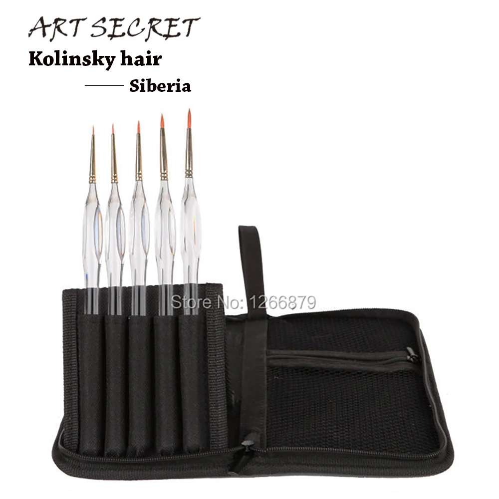 

ArtSecret High-Grade Acrylic Watercolor Brushes Kolinsky Hair From Siberia With Gunny Black Bag 855 5PCS/Set