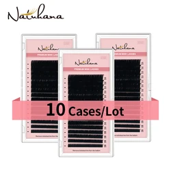 NATUHANA 10Cases/Lot 16rows 8 ~ 15mm 믹스 속눈썹 합성 밍크 속눈썹 확장 자연 가짜 거짓 속눈썹 소프트 메이크업 Cilios