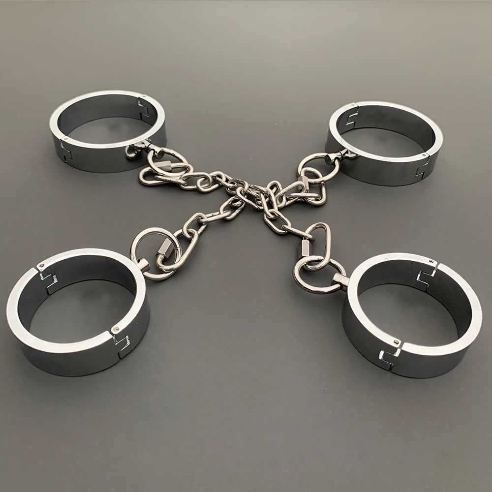 2023 Heavy BDSM Female Male Handcuff Metal Ankle Cuffs Wrist Cuff For Couple Collar Bdsm Bondage Restraints Adult Games Sex Toys