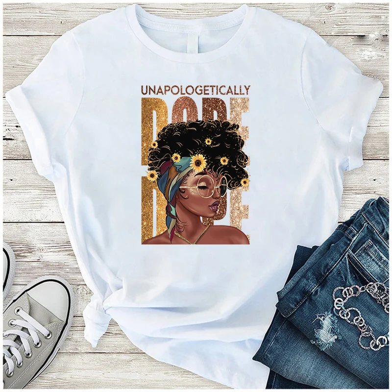 Black Girl Thermal Stickers On Clothing Heat Transfer Patch Afro American Women Iron On Decals For T-Shirt Sweatshirt Applilqued
