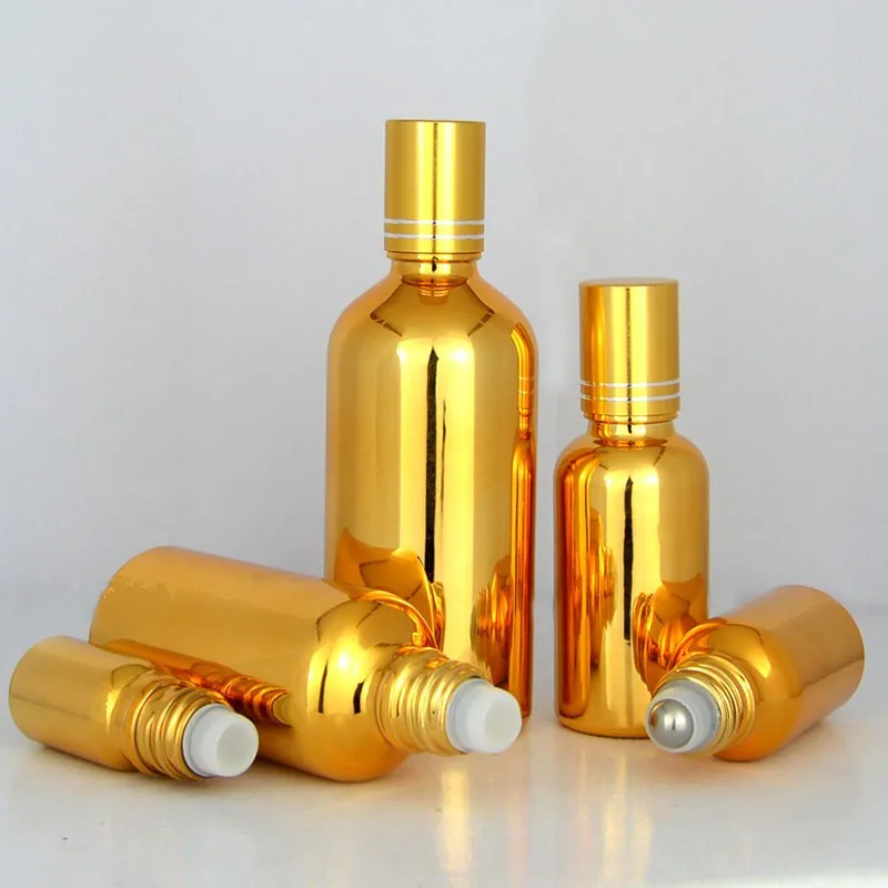 Roll on Bottle Gold 5-100ml Essential Oil Container Glass Perfume Ball Refillable Bottle Roll-on Empty Cosmetic Bottle Ornament