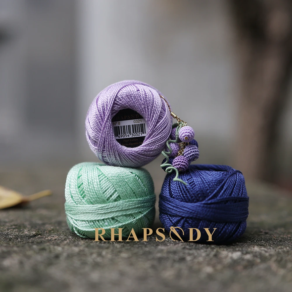 Rhapsody Größe 8, Häkelfaden, doppelt merzerisiert, lange Stapel, ägyptische Baumwolle, Perle, 12 verschiedene Farben, Set 43 Yards, 5 Gramm Kugel – Detail 16