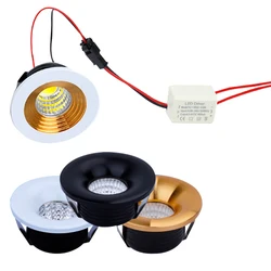 Możliwość przyciemniania COB LED typu Downlight 3W okrągły Mini reflektor sufitowy AC85-265V białe oświetlenie żarówka do szafki licznik prezentacja