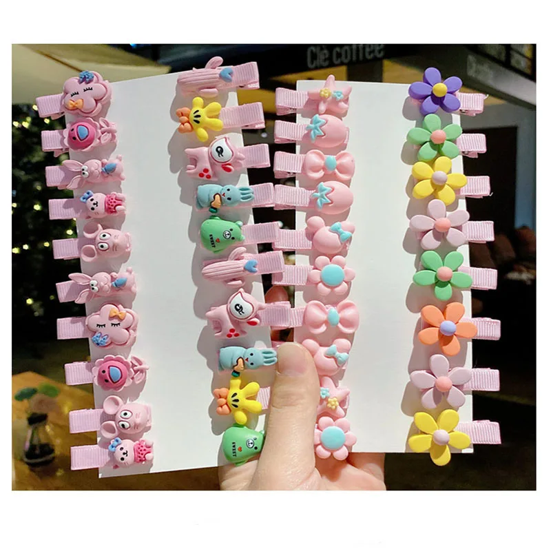 20Pcs/Lot Korean Girls Hair Accessories Gift Cartoon Animal Hairclip Flower Hair Clip Kawaii Headdress Cute Hair Clips for Kids