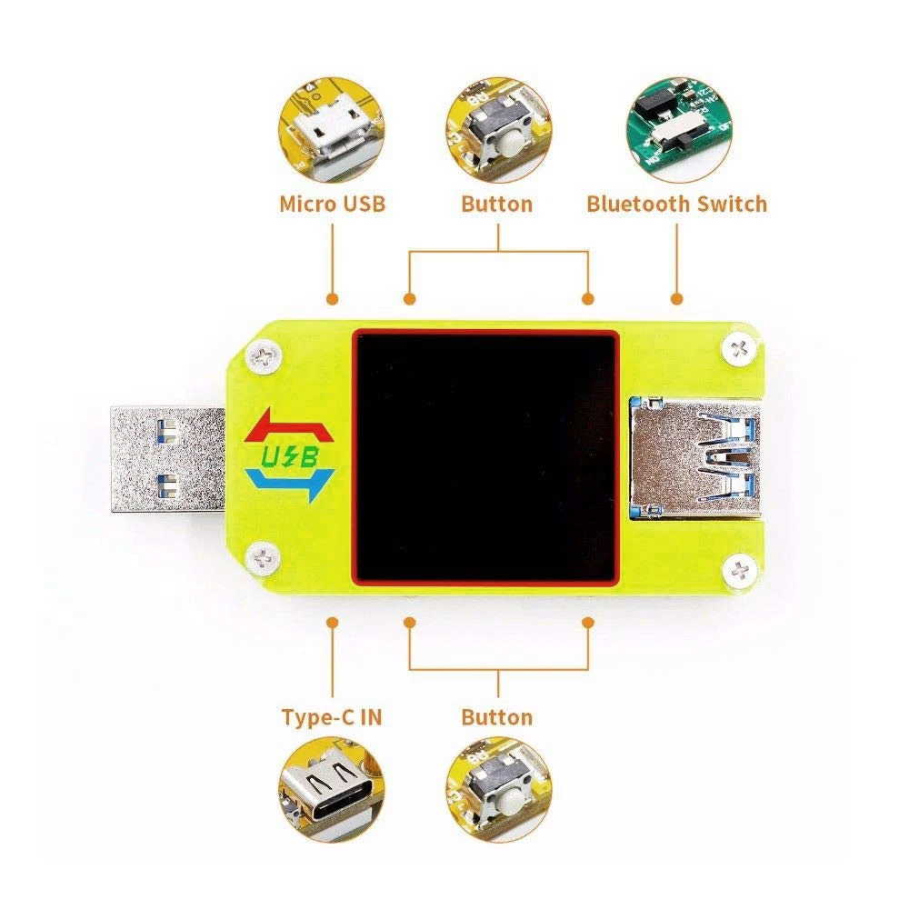 RD UM34 UM34C Tester DC Voltmeter Ammeter Voltage Current Meter Battery Charge Measure Cable Resistance Tester