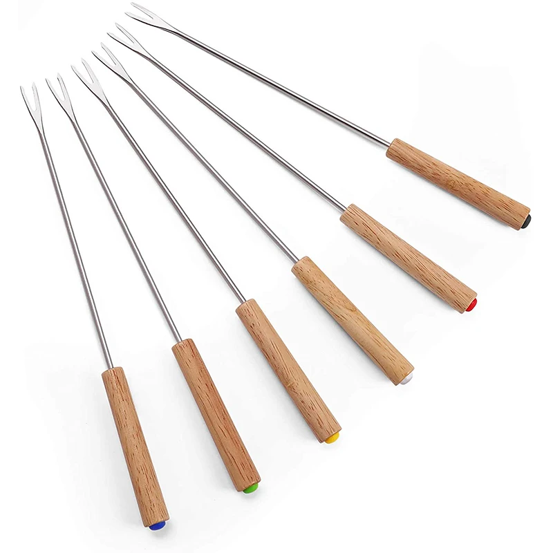 Fourchettes fondue au fromage en bois de chêne 6 pièces