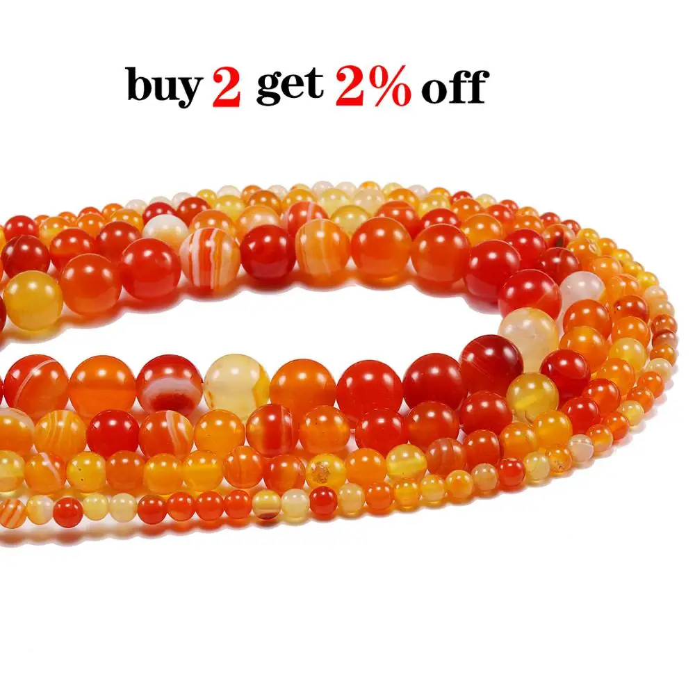 4/6/8/10/12mm Natural Orange Banded Agat Natural Stone Round Beads For Jewelry Making DIY Bracelet Necklace Earring 1strand/lot image 2
