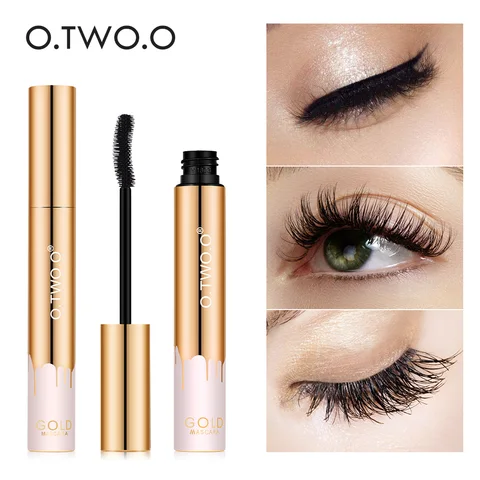 O.TWO.O 3D Mascara Verlängerung Schwarz Lash Wimpern Verlängerung Wimpern Pinsel Schönheit Make-Up Lange-tragen Gold Farbe Mascara