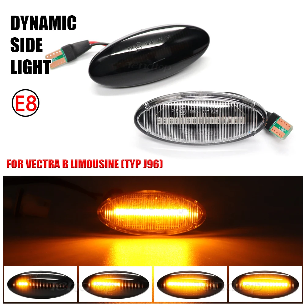 Luz LED dinámica ámbar para intermitentes, lámpara de posición lateral para Opel/Vauxhall Vectra B Carava 1995-2003