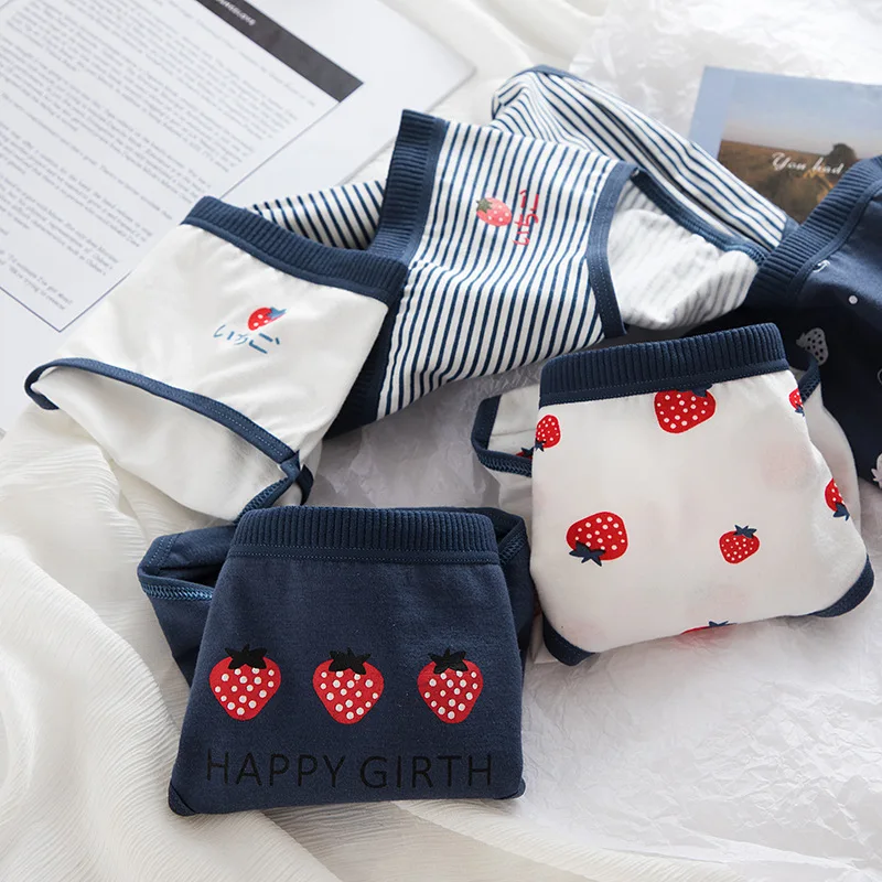 Sladké ovoce 95% bavlněné dívčí spodní prádlo prodyšné tištěné jahodové kalhotky žhavý výprodej dámské kalhotky spodní prádlo WDC5974 - náhled 4