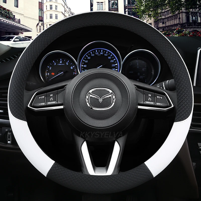 Leather Car Steering Wheel Cover for CX-3 CX-4 CX-5 CX-7 CX-9 Mazda 3 Axela 6 Gh Gj Demio Anti-Slip Funda Volante