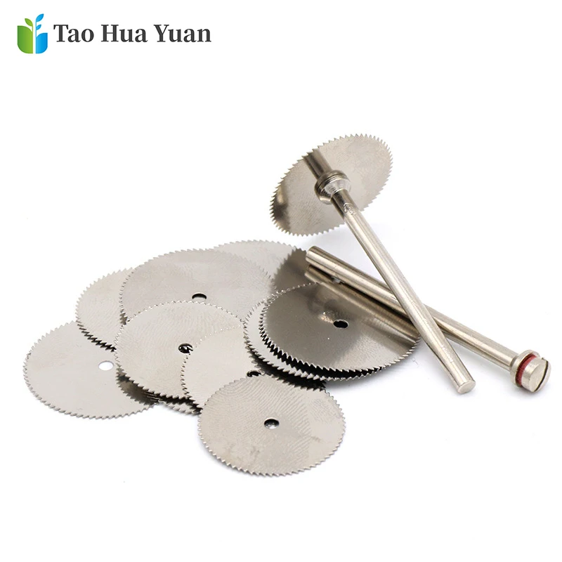 10Pcs/Set Wood Saw Blade Disc + 2 x Rod Dremel Rotary Cutting Tool 10 x 22/25/32mm Woodworking Tools Set Power Tool Accessories