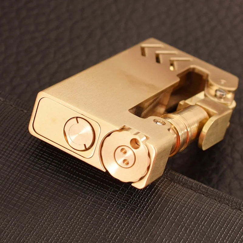 Semi-Automatic Manual Mechanical Gasoline Lighter Brass Antique Kerosene Cigarette Lighter Collection Gift 60*33*12mm