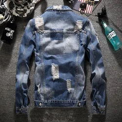 Street High Men Ripped Hole Washed Denim Jacket Fashion Loose Short Cowboy Jacket Plus Size 5XL Spring Autumn Frayed Coat Male