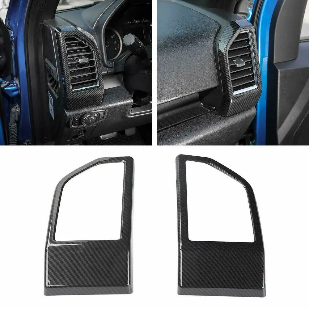 

Carbon ABS Inner Dashboard Side Air Vent Cover Trim For Ford F150 2015-2019