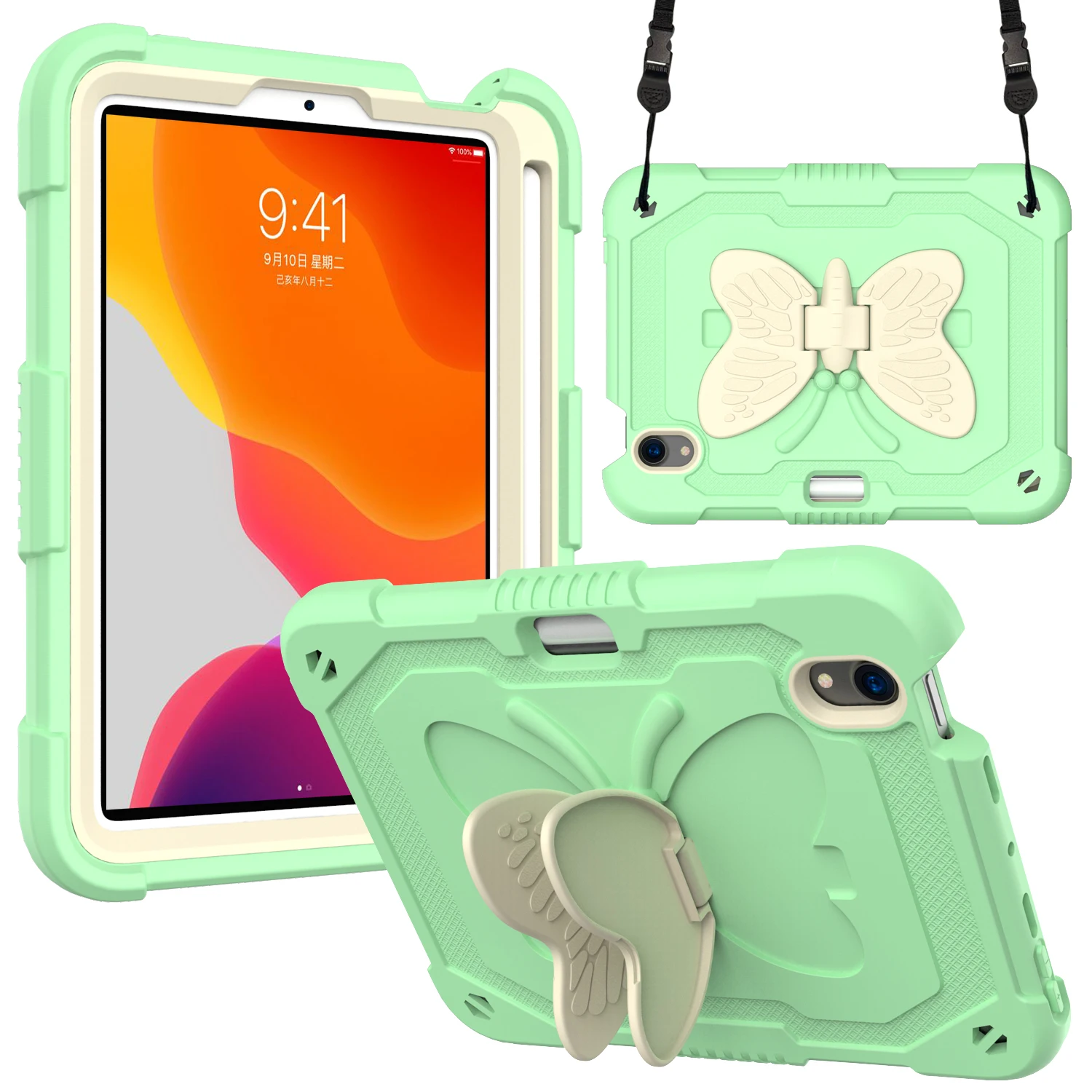 

For ipad 10.2 2021 9th Case Butterfly Kids Safe Armor Cover Stand Case For ipad Mini 6 2021 pro 9.7 2017 2018 10.2 2019 2020 8th