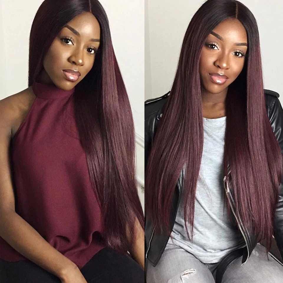 1b 99j Borgonha Lace Front Wig 13x4 Straight Frontal Wig Dark Red Wine Lace Front Perucas Ombre Colorido Cabelo Humano Perucas Para Mulheres