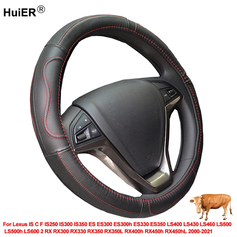 Cow Leather Car Steering Wheel Cover Wrap For Lexus IS IS250 IS300 IS350 ES LS400 LS430 LS500h LS600 RX RX300 RX330 RX350 RX450h