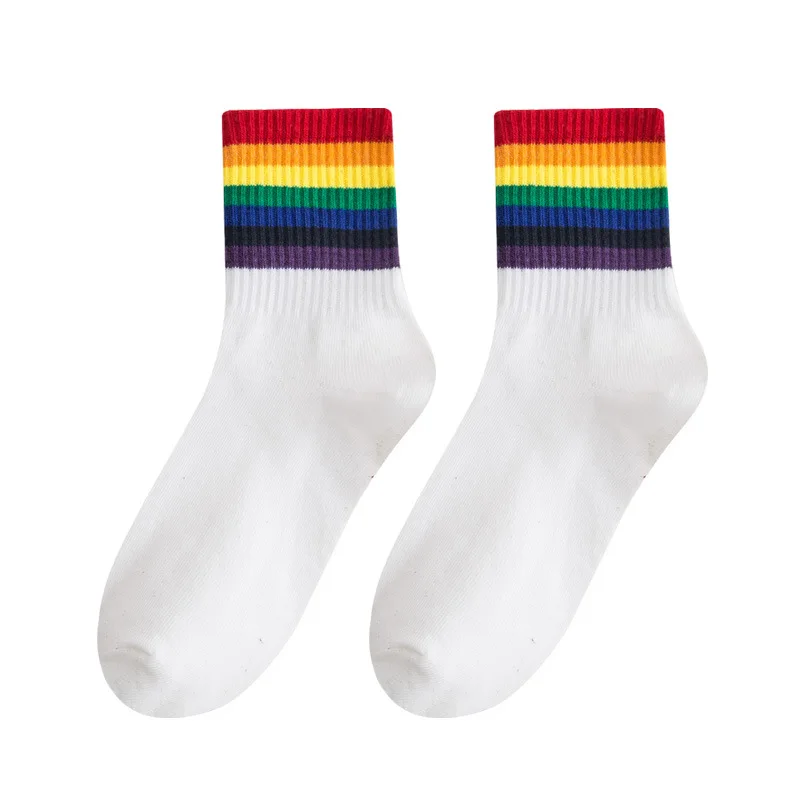 New Men's Socks Brown Riding Compression Socks Men Musturbatar Socks Strategic Inventory Rainbow Horizontal Strips