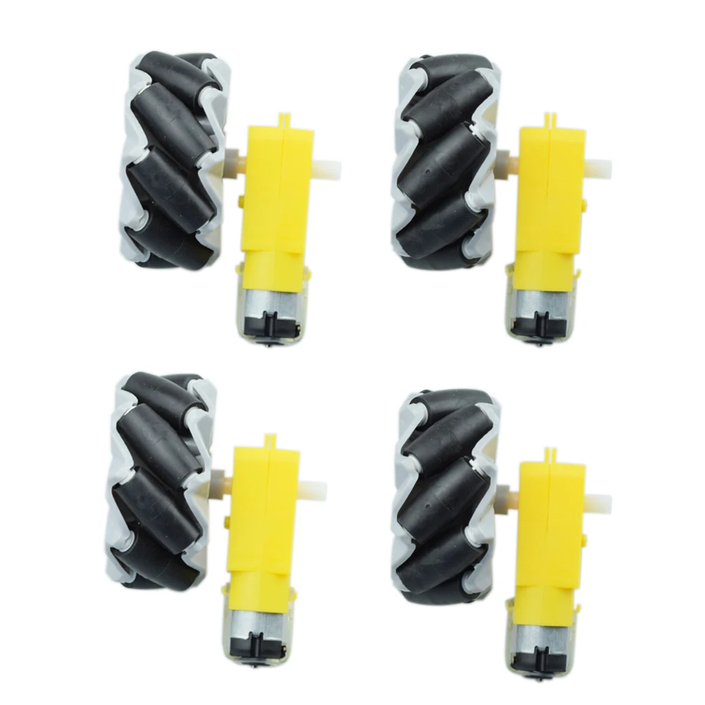 4pcs/set 65mm Mecanum Wheel with TT Motor Universal Tire for Legoing Smart Car Robot Parts DIY Building Block Tire Toy