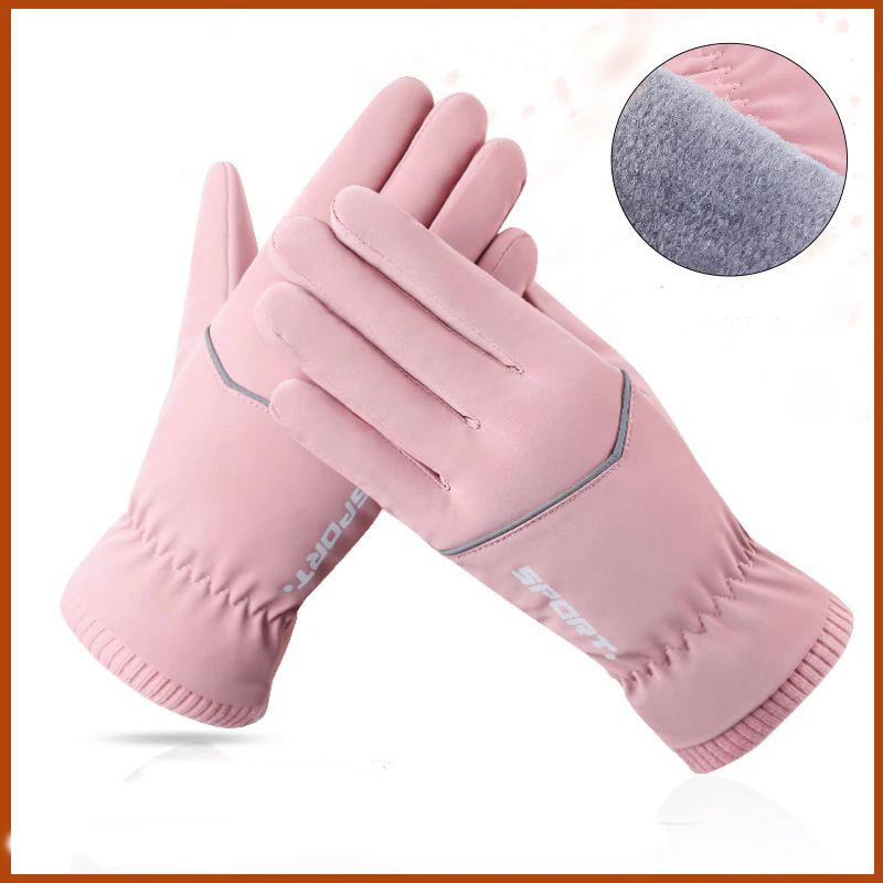 Winter Women Keep Warm Touch Screen Plus Velvet Thicken Waterproof Elasticity Soft Outdoor Drive Cycling Windproof Gloves