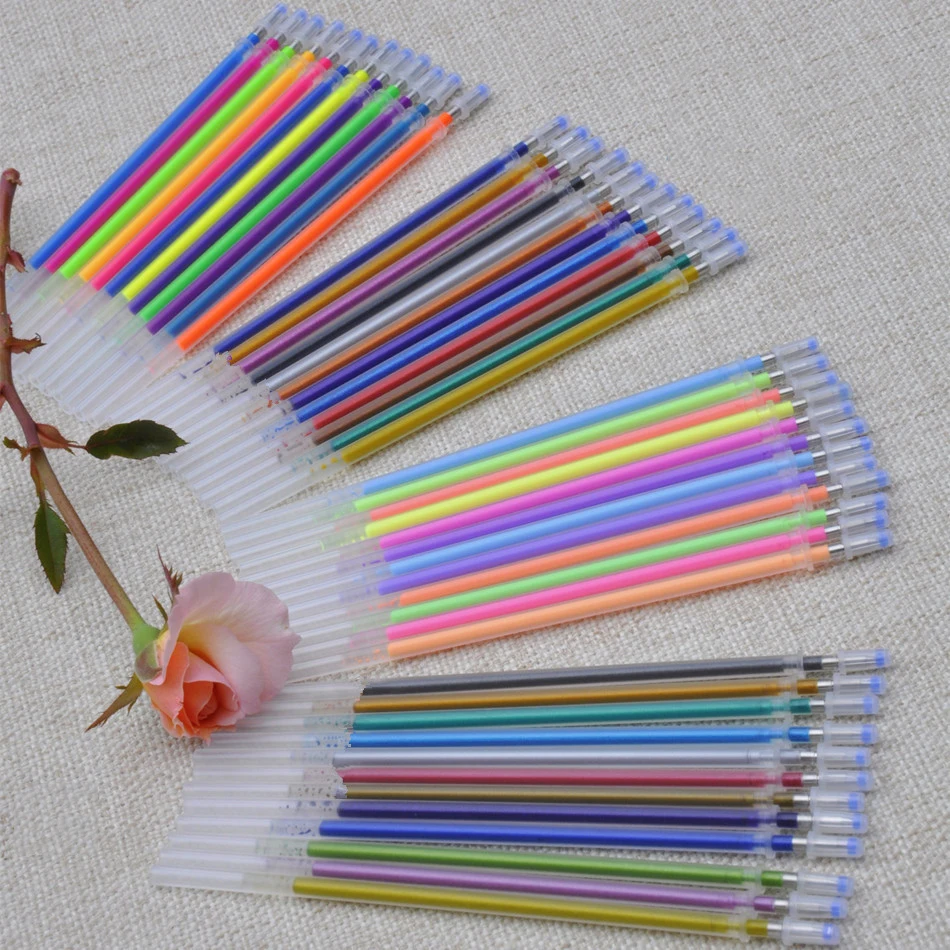 12/24 Colors Gel Pen Refill Rod Glitter Multi Colored Painting Writing Pen Refill Rod for handle School Stationery Too