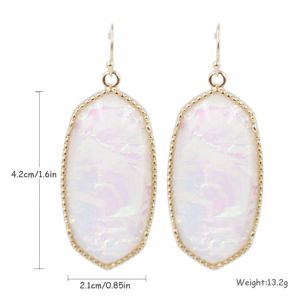 Trendy New Arrivals Inlay 3D Resin Multicolor Glitter Big Oval Dangle Earrings For Women Girls Fashion Jewelry