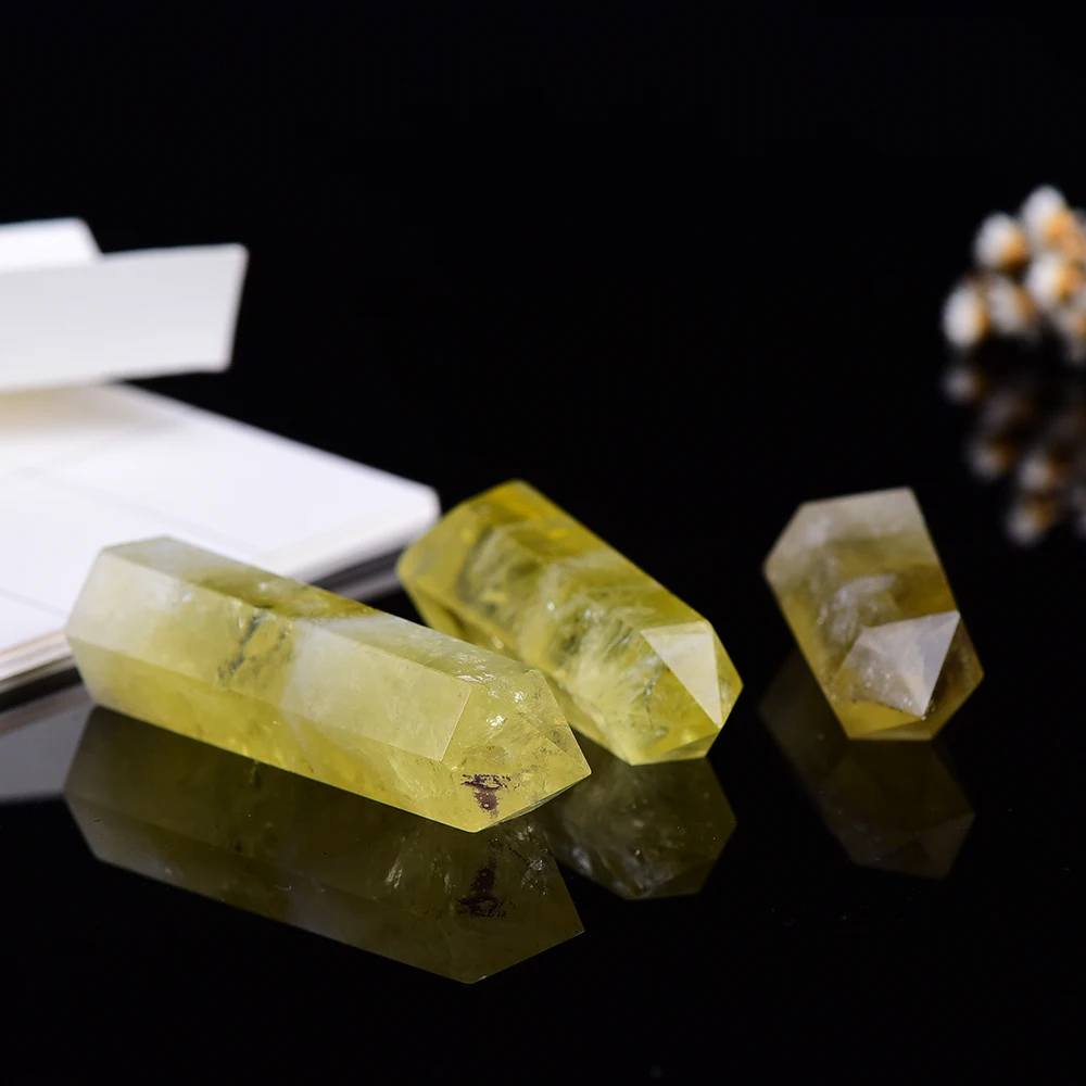 4-7cm 1pc Natural Crystal Point Citrine Healing Obelisk Yellow Quartz Wand Beautiful Ornament for Home Decor Energy Stone