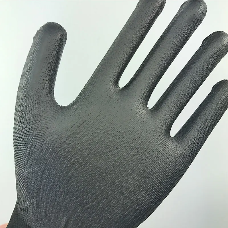 24 Pieces/12 Pairs Black Nitrile Rubber Coated Knitted Nylon Cotton Liner CE Certificated Mechanic Safety Protective Work Gloves