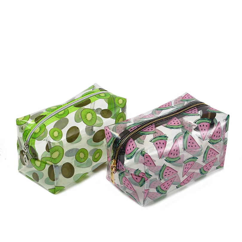 Waterproof Transparent Fruit Cosmetic Cute Bags Storage Pouch Makeup Organizer Clear Case Toiletry Bag PVC Zipper Travel