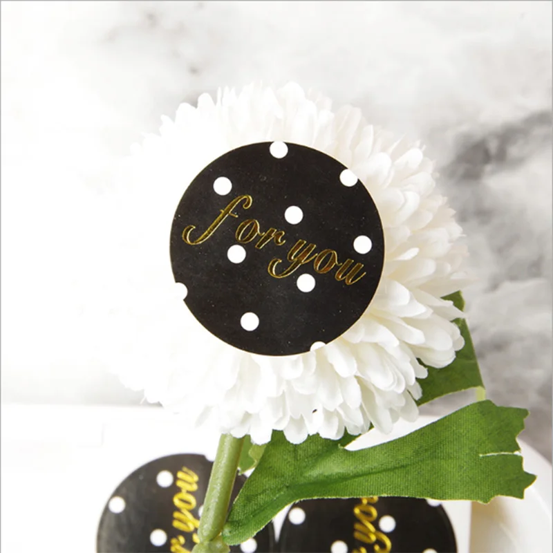 100 stücke Schwarz Runde Dot für Sie Kuchen Verpackung Abdichtung Label Kraft Aufkleber Backen DIY Geschenk Aufkleber – Detail 4