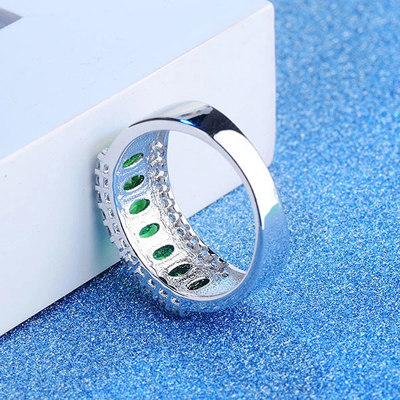 Classic 925 Silver Jewelry Rings with Emerald Ruby Gemstone Fashion Accessories for Women Wedding Promise Party Wholesale Ring