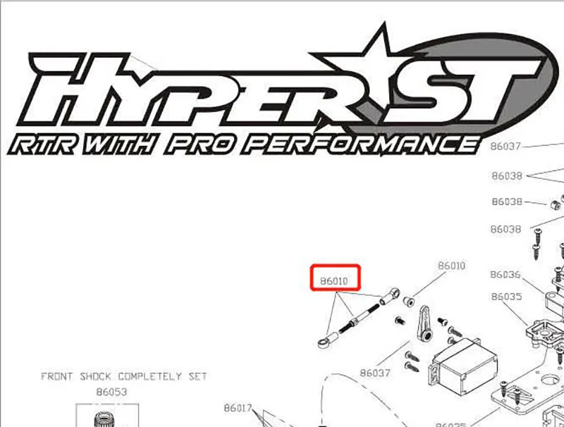 Original OFNA/HOBAO RACING 86010 SERVO LINKAGE SET For HYPER 1/8 ST PRO/RTR TUGGY