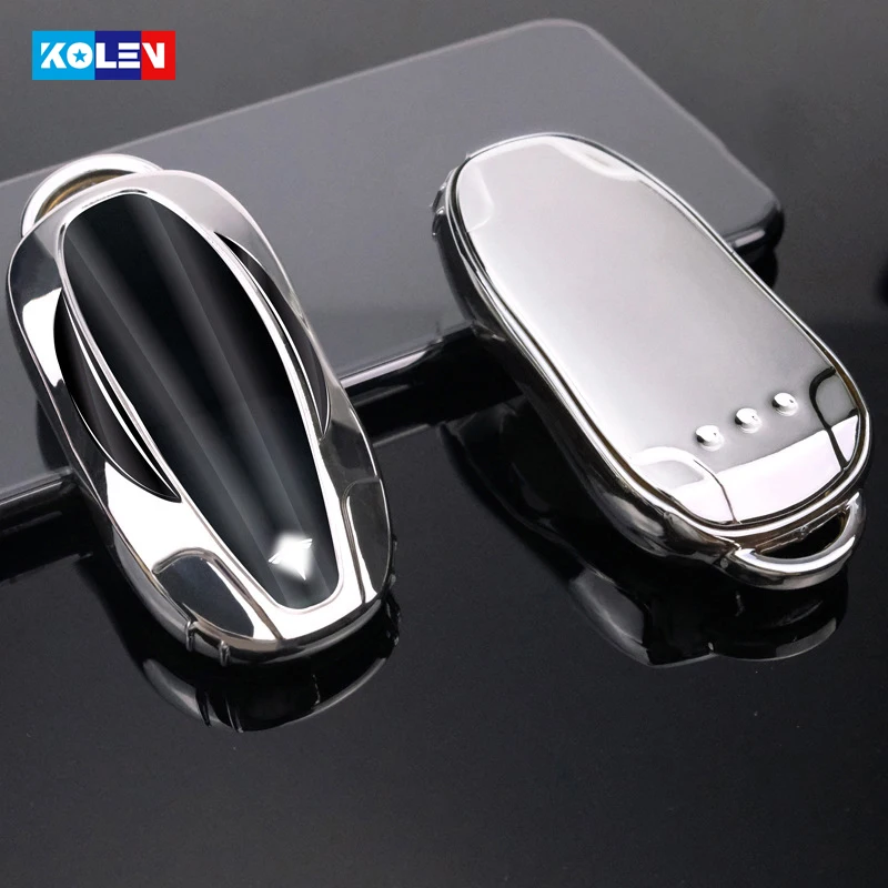 Pieno Della Copertura Molle di TPU Auto Chiave A Distanza Della Copertura Della Cassa Per Tesla Model S Modello 3 Keychain Accessori Chiave Borsette