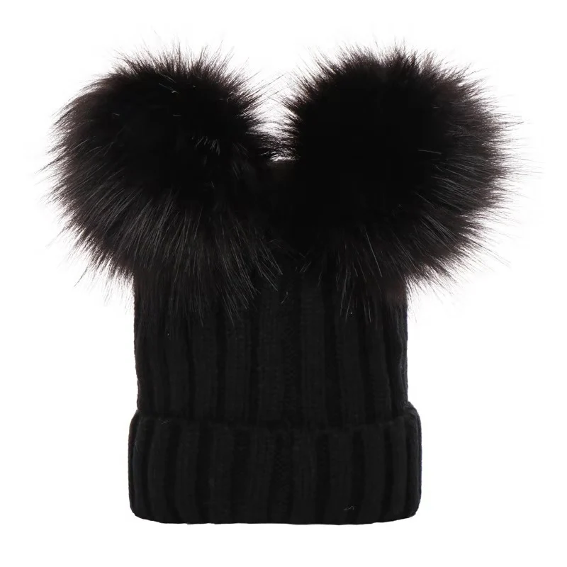 2024 Mutter Kinder hüte Bobble Hat Kinder Mütze Pom Pom Mützen Mützen Kinder Mütze Baby Motorhaube Zubehör für Baby Mädchen Jungen 0-3y