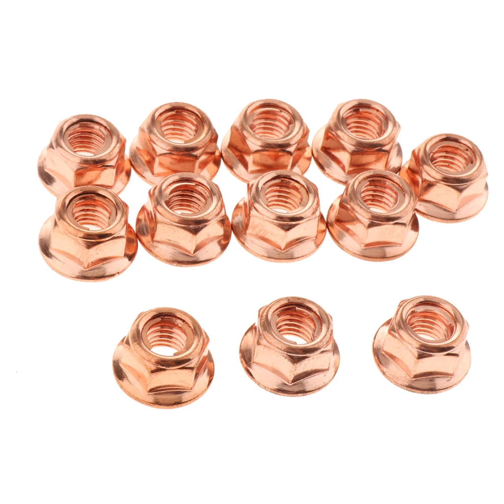 12X M8 COPPER FLASHED EXHAUST MANIFOLD NUT 8MM NUTS HIGH TEMP for