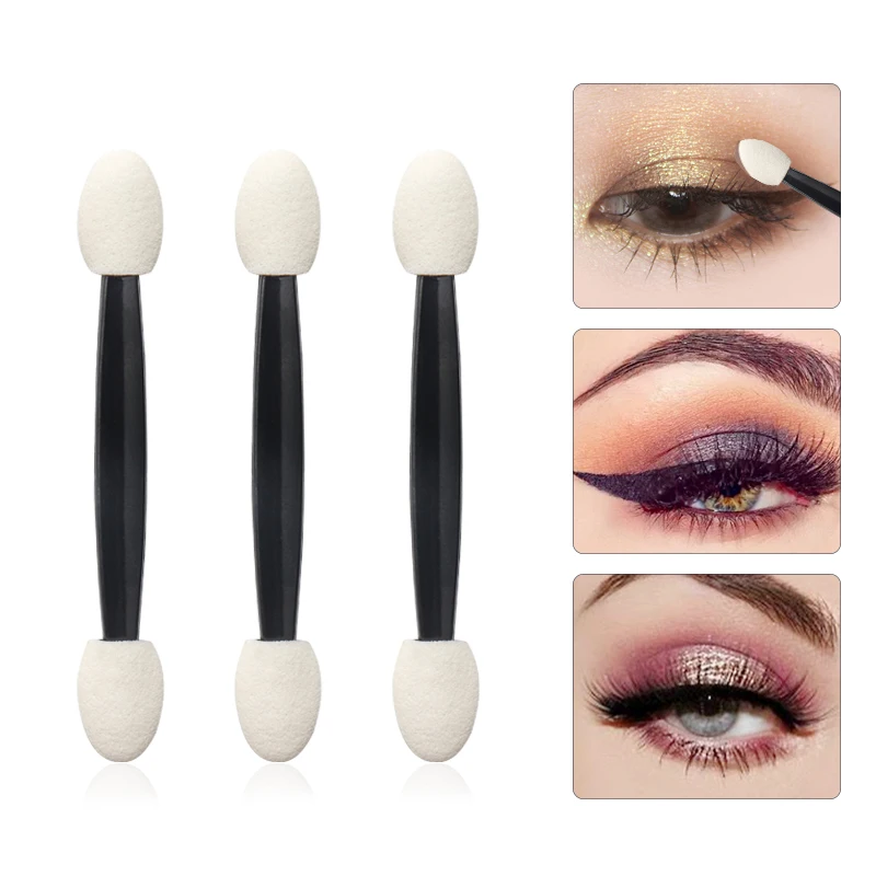 25 Pcs Professional Sponge Stick Eye Shadow Applicator Cosmetic Brushes Double-head Eyeshadow Brush For Women Makeup Tools