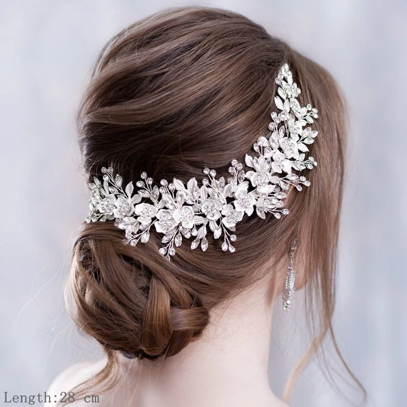 Luxurious Flower Headbands Tiaras Wedding Hair Accessories For Women Bride Hair Jewelry Bridal Headband Headpiece Party Hairband