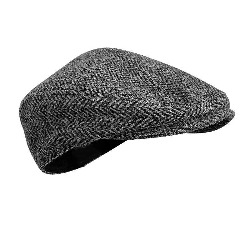 Men's Winter High Quality Pure Wool Newsboy Hats Herringbone Octagon Cap Women Gatsby Flat Hat BLM318