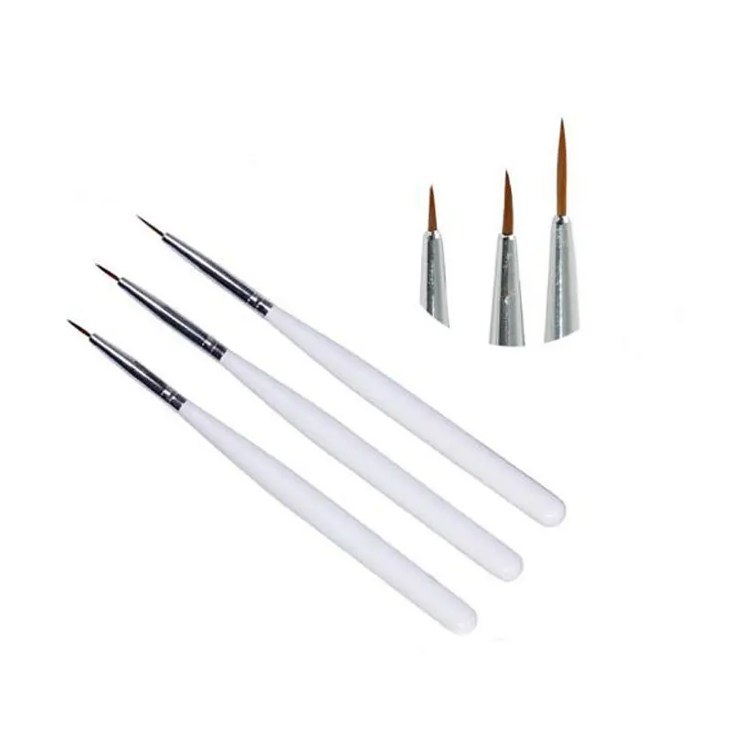 Pincel delineador de unha acrílico francês, 3 pçs com pincel em gel uv, para pintura, desenho, caneta pontilhadora para manicure, ferramentas de estilo diy