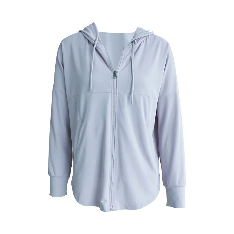 Summer Women Sports Jackets Thin Loose Zipper Yoga Hoodies Sun-Protective Fitness Jacket Running Tops Coat Gym Workout Outerwear