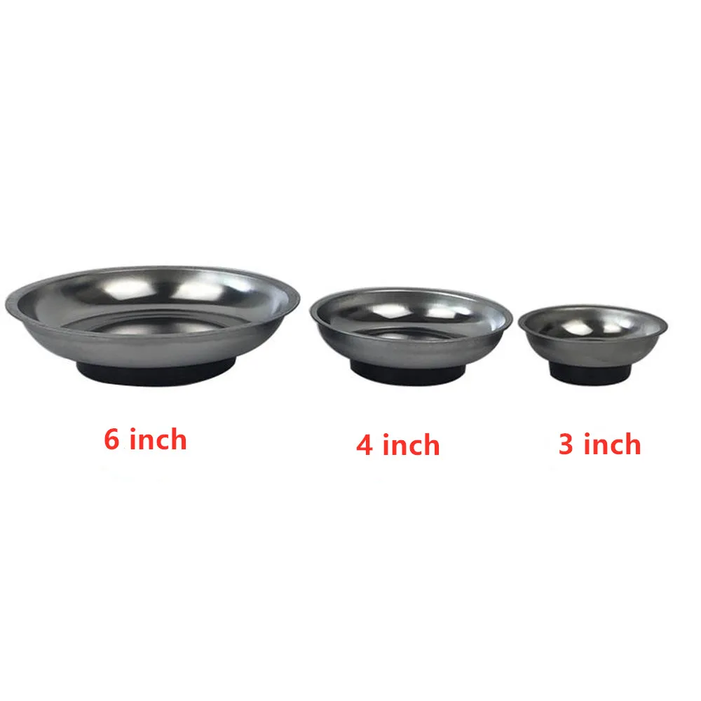 3 بوصة/4 بوصة/6 بوصة أجزاء مغناطيسية مستديرة صينية وعاء طبق الفولاذ المقاوم للصدأ المرآب حامل أداة المنظم أجزاء الأدوات المنزلية #3