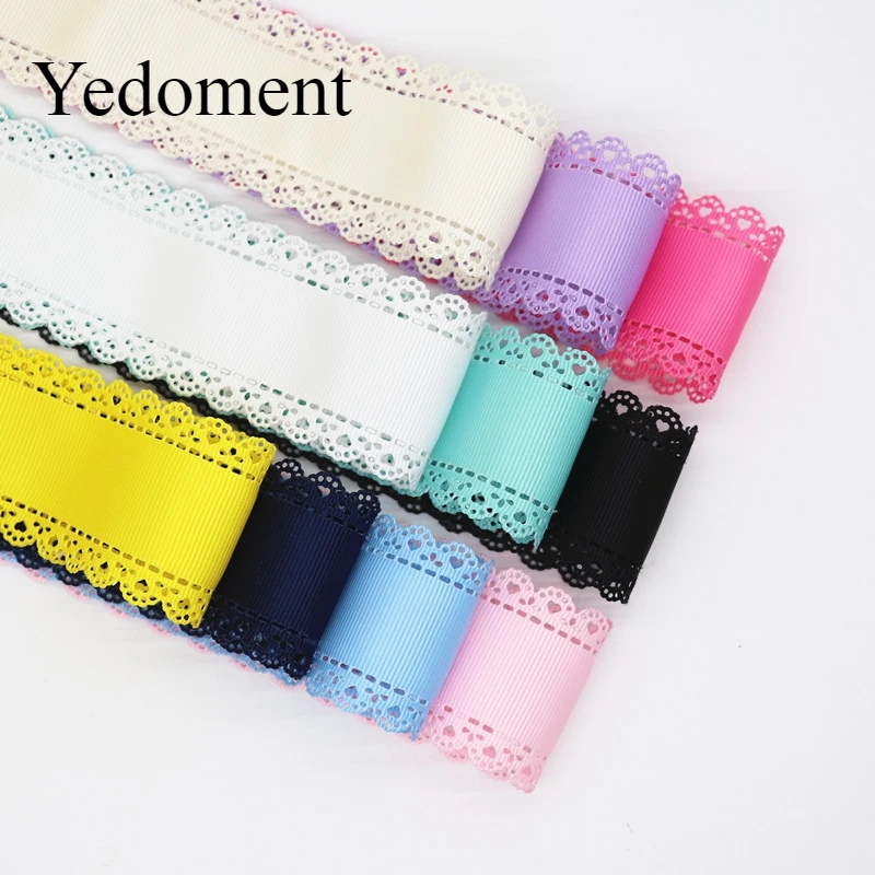 40MM 10 Yards Hohle Spitze Ripsband Pfirsich Herz Band Für Haar Bögen DIY Handwerk Handgemachte Accessoires M19081601